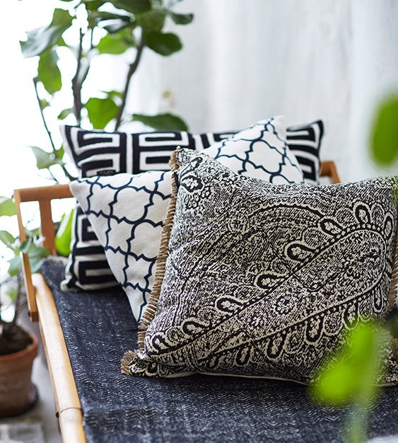 Kuddfodral paisley blå