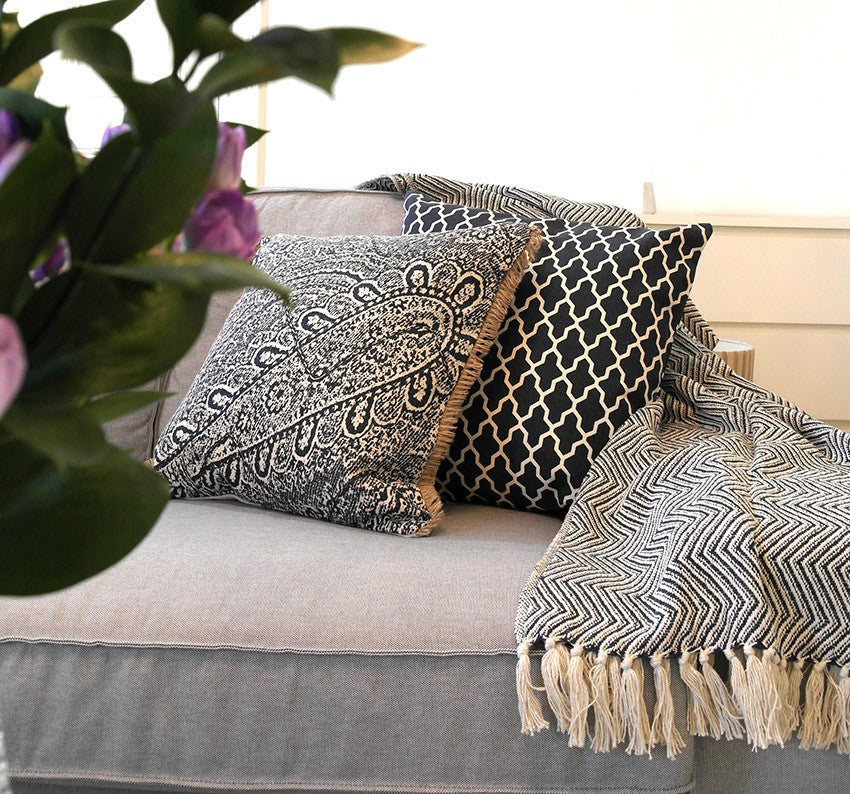 Kuddfodral paisley blå